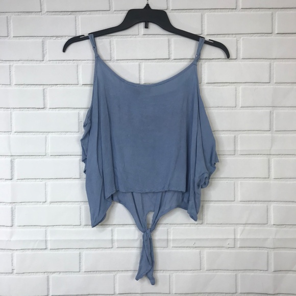 Polly & Esther Cold Shoulder Top Blue Floral Knot - Picture 3 of 3